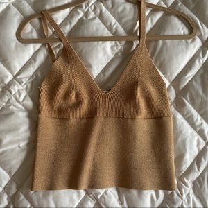 Sandro gold thread cropped knit top